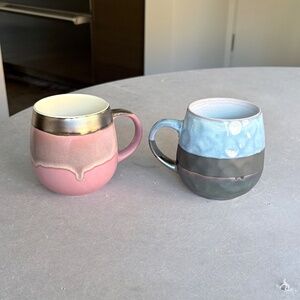 La Rochelle Akoya & Potters Corner Metallic Coffee Mug Cups  - 16 oz - Set of 2